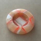 Sculptural ashtray catchall in red graphic pattern onyx marble