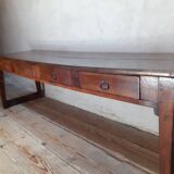 Monastery table, community table, 19th-century solid walnut console.