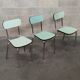 Lot de 3 chaises en formica chrome et vert clair