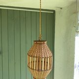 Pendant lamp, fabric cable 2 m, Asian bamboo, 1980