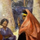 Orientalist impressionist painting, oil on canvas, ca 1940