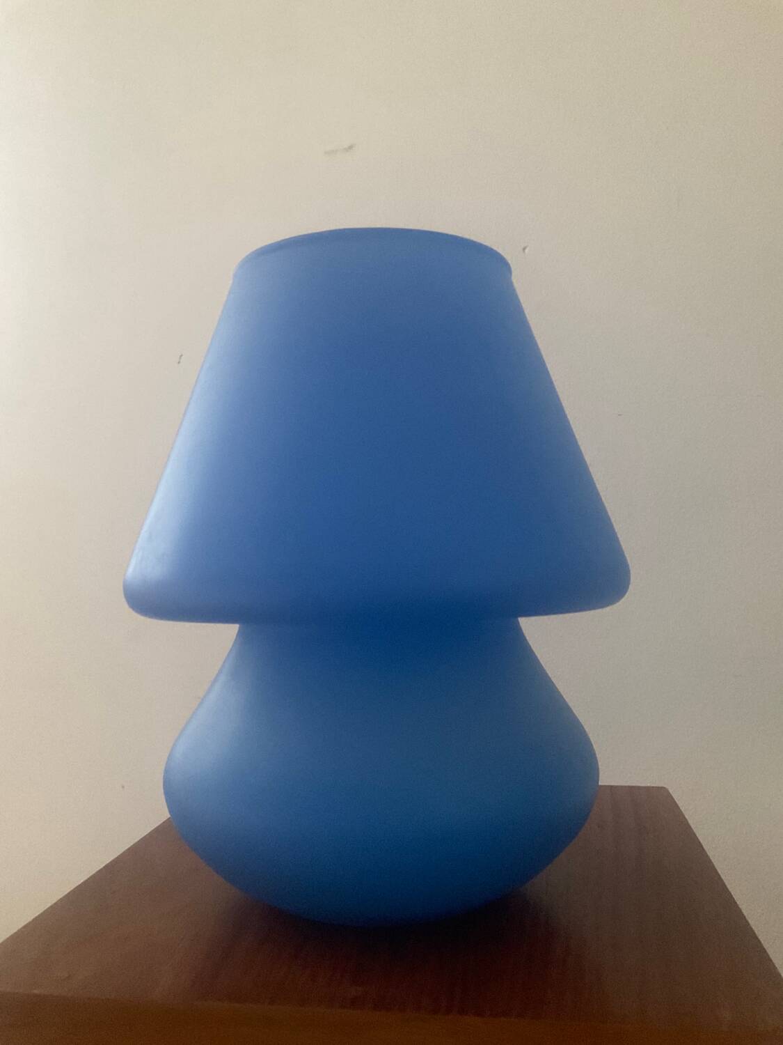 Lampe champignon vintage en verre bleu