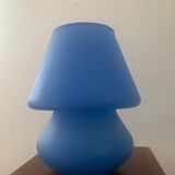 Vintage blue glass mushroom lamp