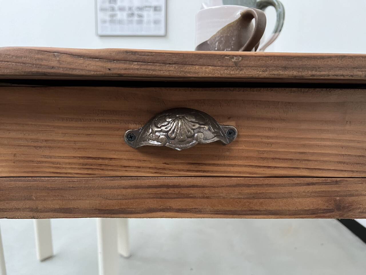 Table de ferme en pin 223 cm, années 70