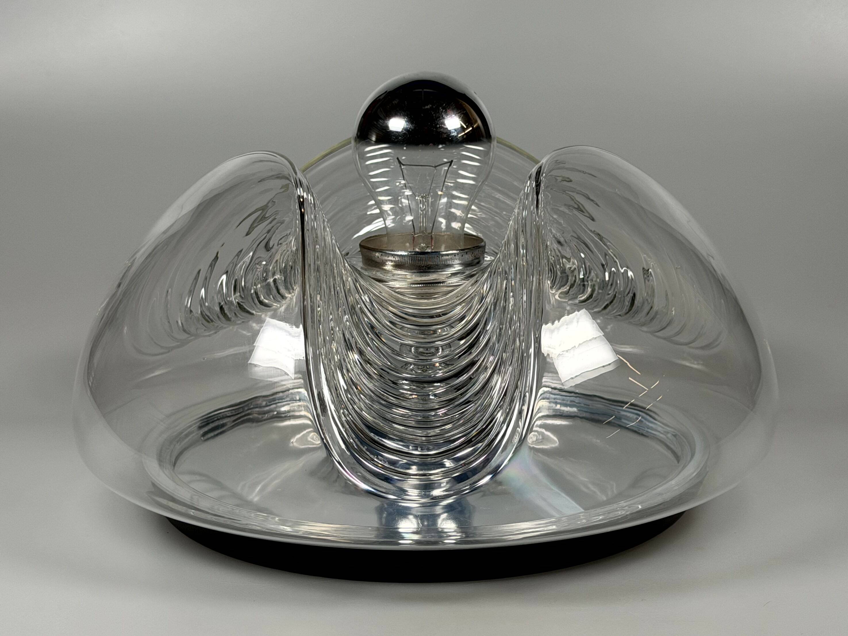 1960s 1970s Wall or Ceiling Lamp "Wave" by Koch & Lowy for Peill & Putzler