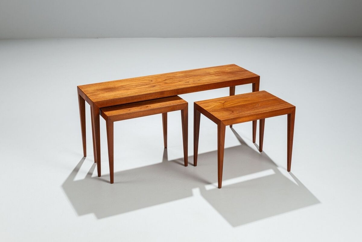 3 tables gigognes en teck par Severin Hansen pour Haslev, Danemark 1960