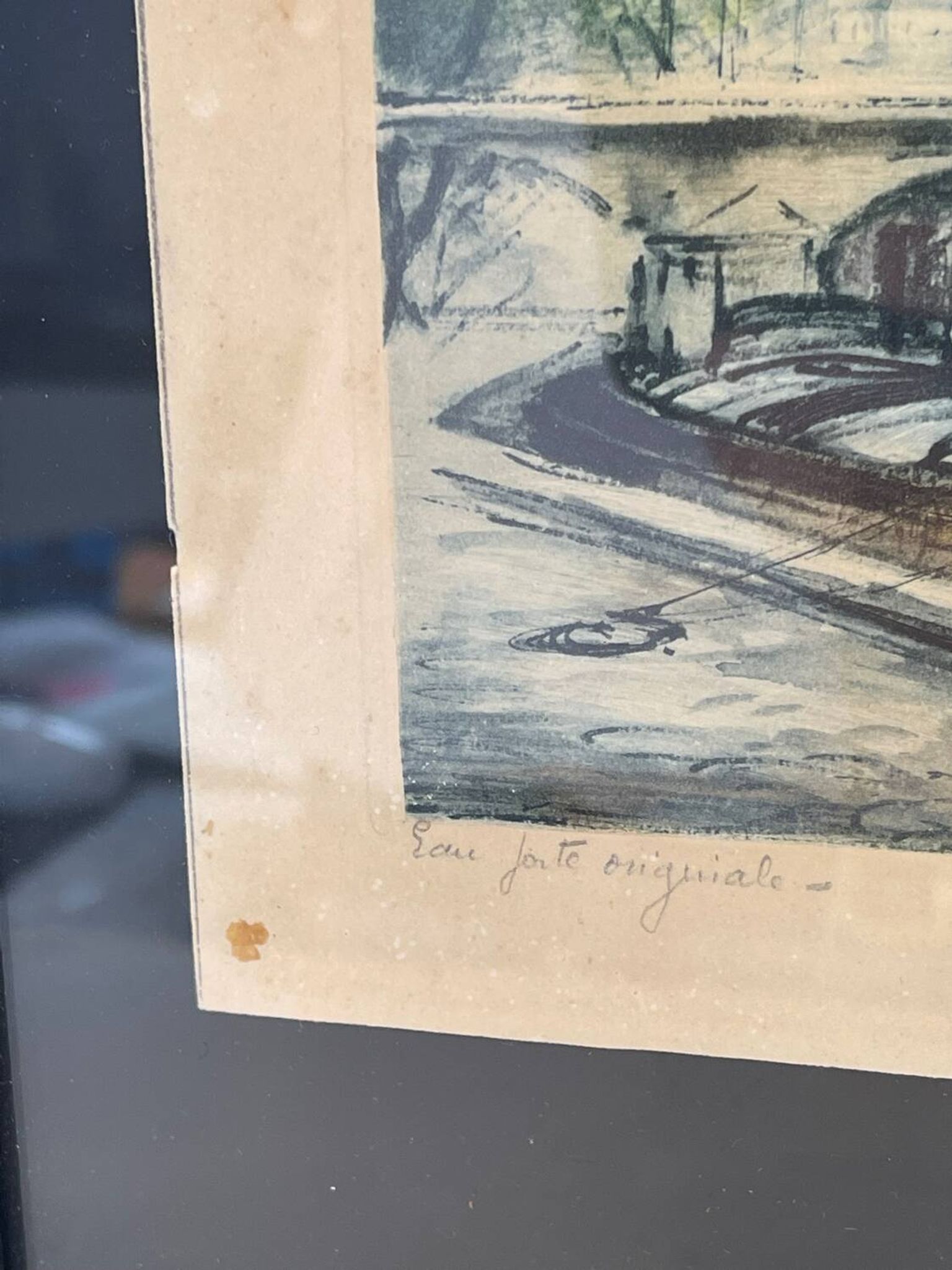 Original etching – View of Paris and Notre-Dame