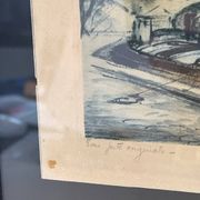 Original etching – View of Paris and Notre-Dame