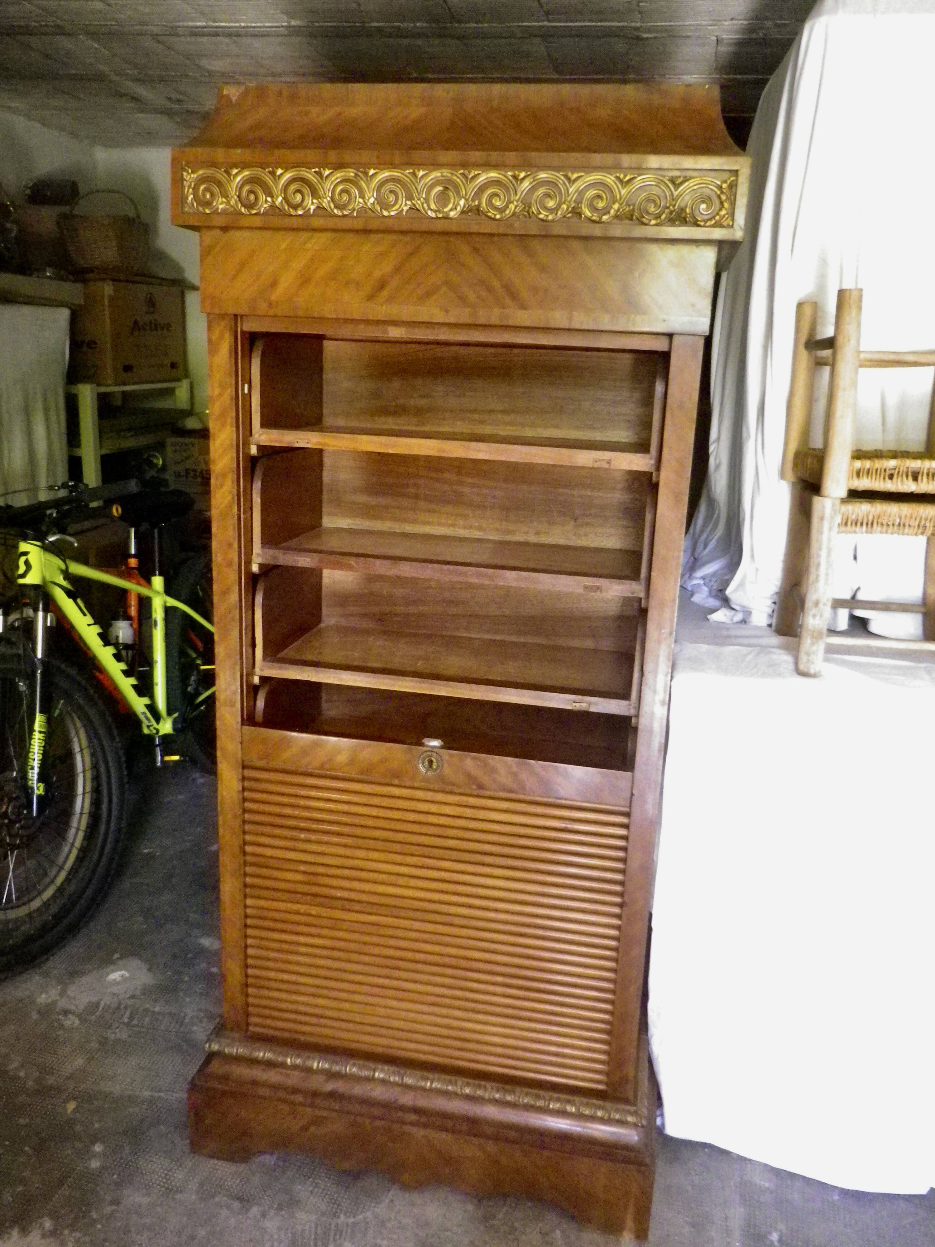 Curtain cabinet filing cabinet old mahogany and gilded bronze office furniture