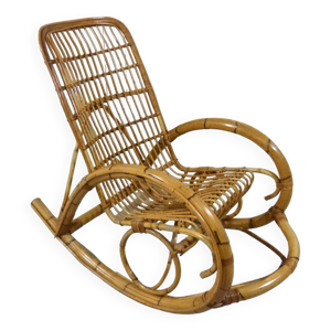 Rocking chair en rotin - 1960
