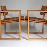 Cubic Pinewood & Leather Armchair by Ate van Apeldoorn for Houtwerk Hattem,