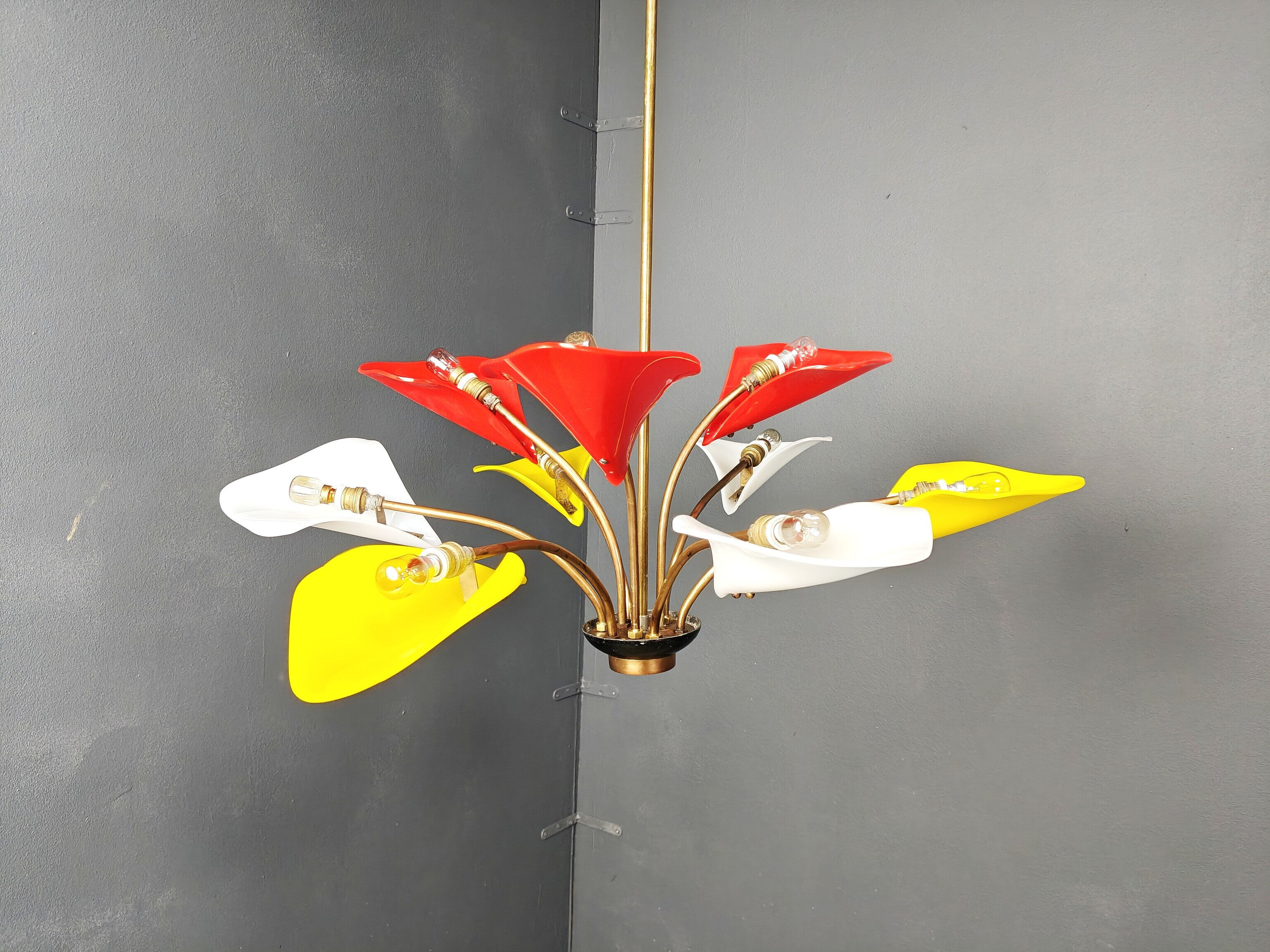 Vintage multi colour Italian chandelier, 1960s