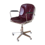 Dark red leather hairdresser's chair