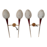 Pair of double wall lights Arlus Paris 1960