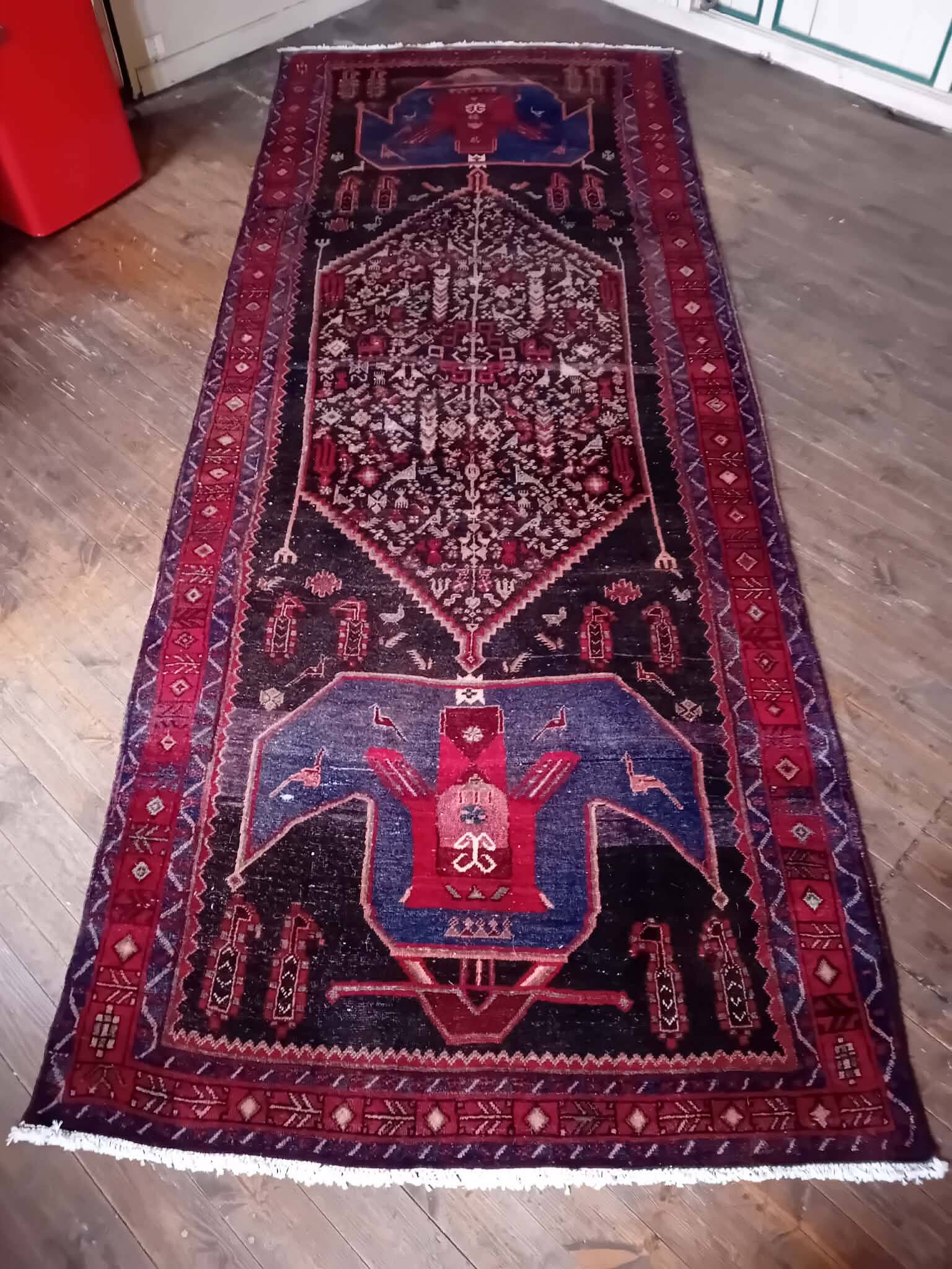 Handmade Kordi Persian rug 401x150cm