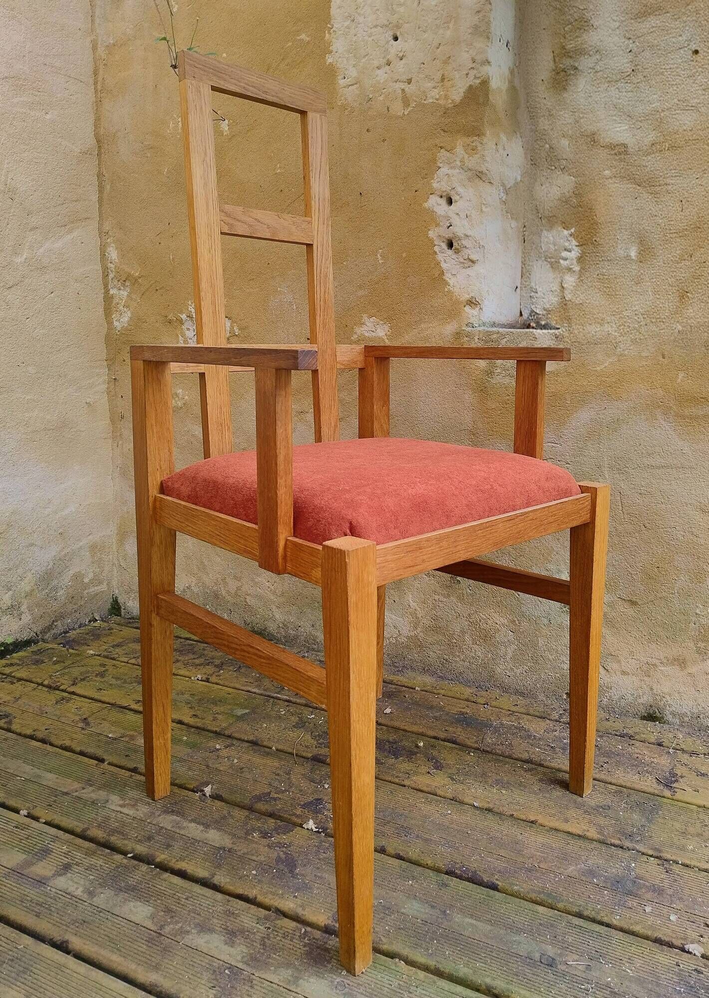 Vintage light oak armchair