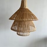 Rattan pendant lamp or light in the shape of an Asian lantern