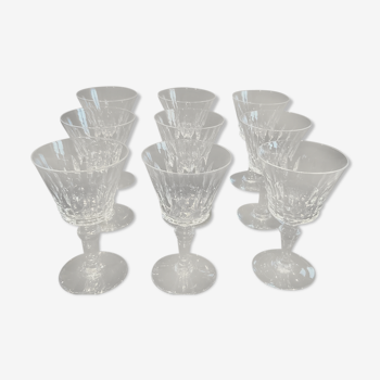 Lot de 9 verres signés Cristal de Baccarat modèle Picadilly 11.5 cm