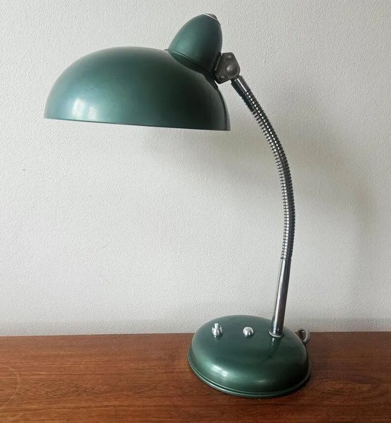 Very Rare Midcentury Industrial Table or Desk Lamp Helo Leuchten, Germany, 1950s