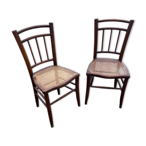 Paire de chaises bistrot cannées