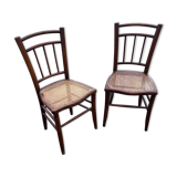 Paire de chaises bistrot cannées