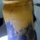 Art deco chandelier signed noverdy france - wrought iron and marbled glass
