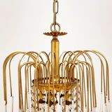 Murano glass & brass teardrop waterfall chandelier, italy, 1970s