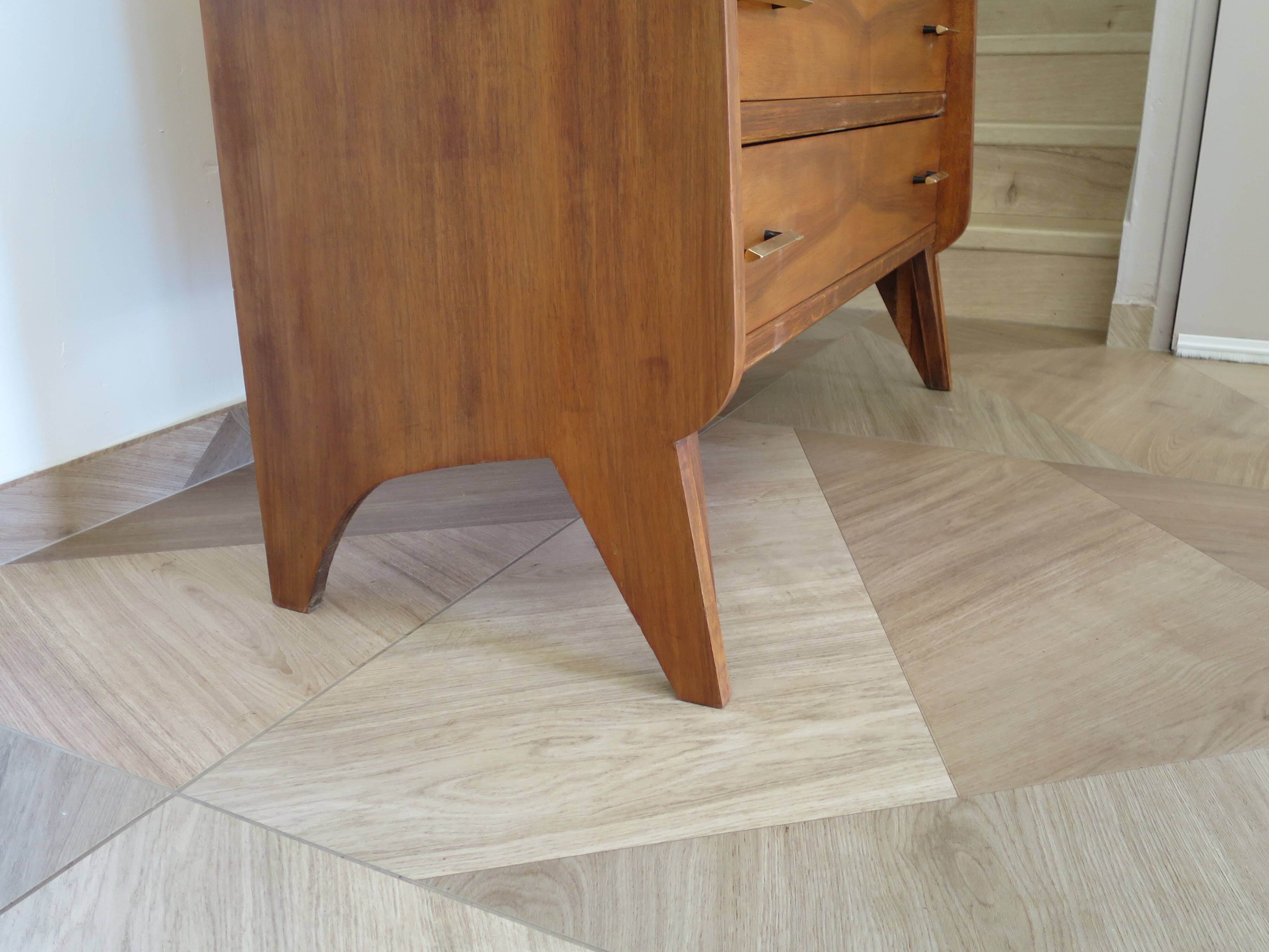 Cabinetmaker's chest of drawers - 4 drawers - golden oak - with oblique profile - compass feet - 1950
