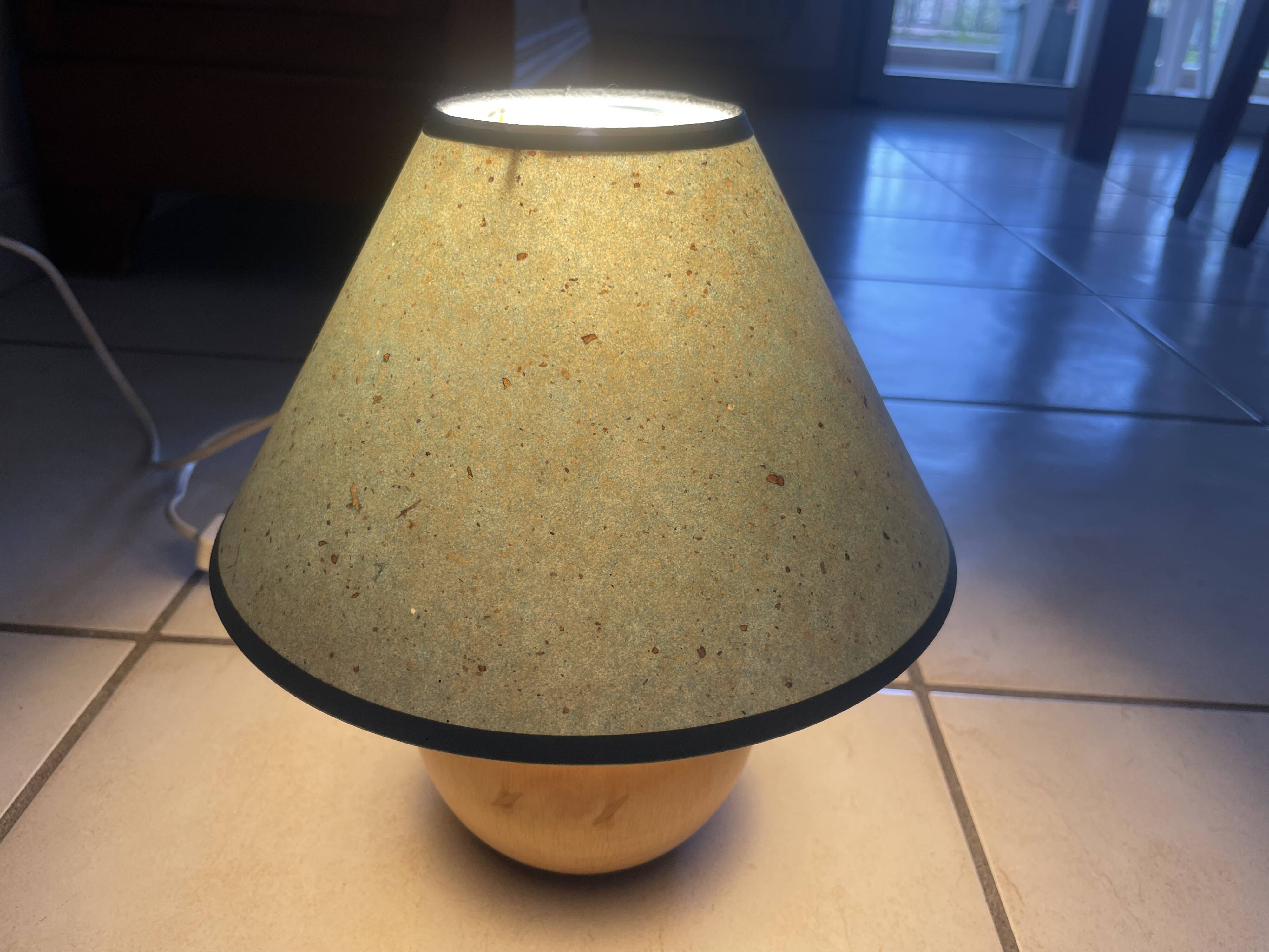 Lampe boule en bois années 70