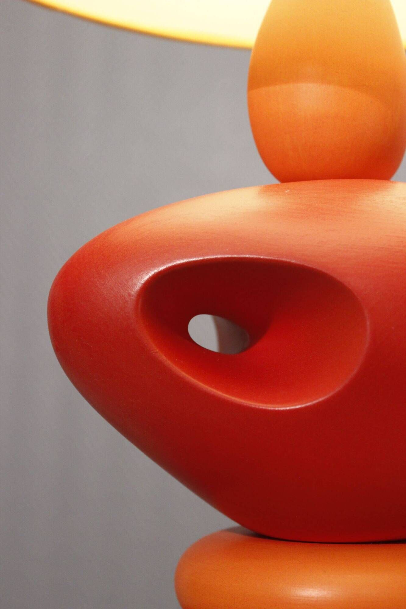 Louis Drimmer large ceramic pebble lamp orange 1980s