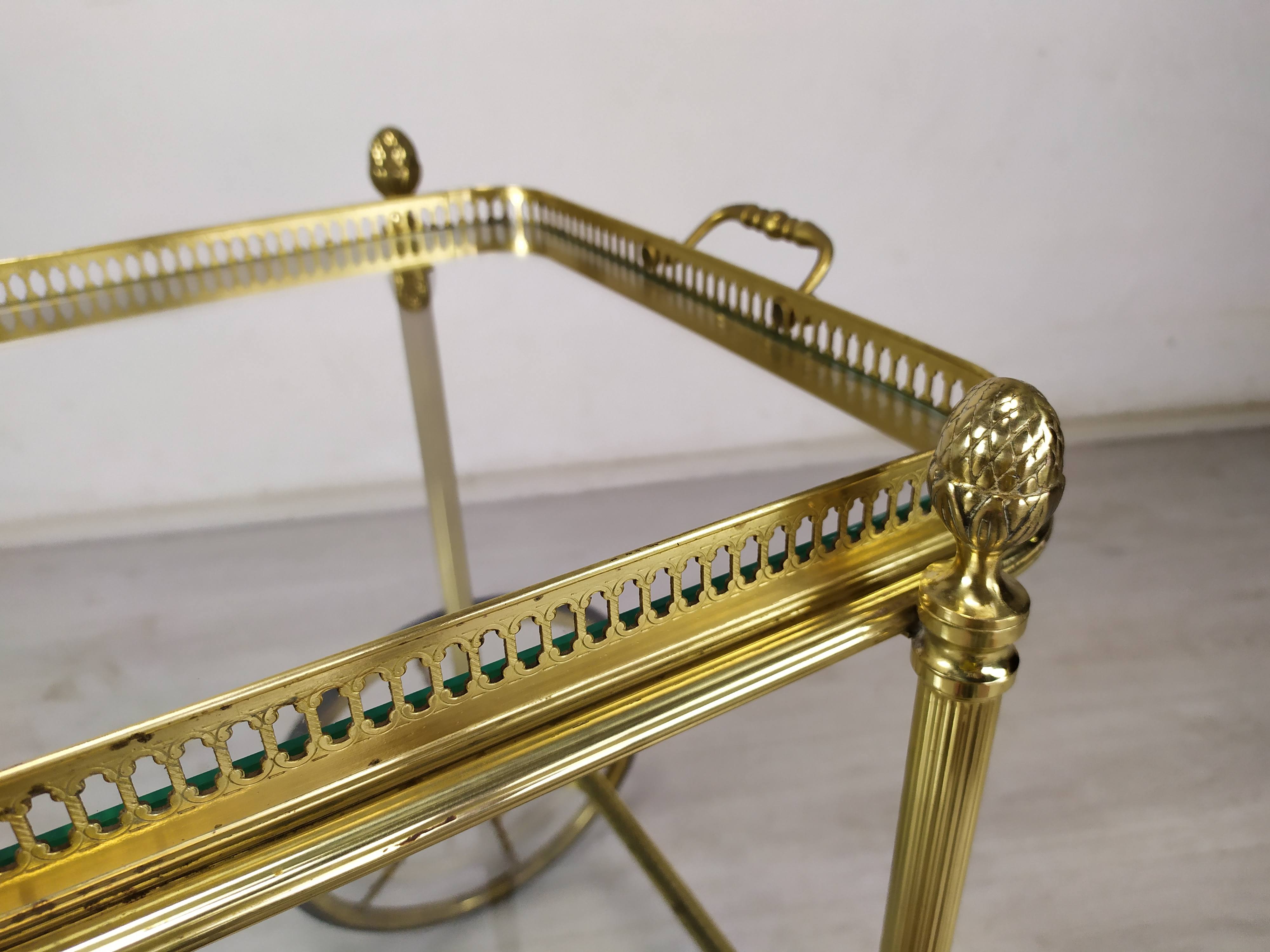Vintage brass bar trolley service