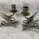 Pair of candlesticks. Chimera Dragon. Gilded brass. Fantastic bestiary