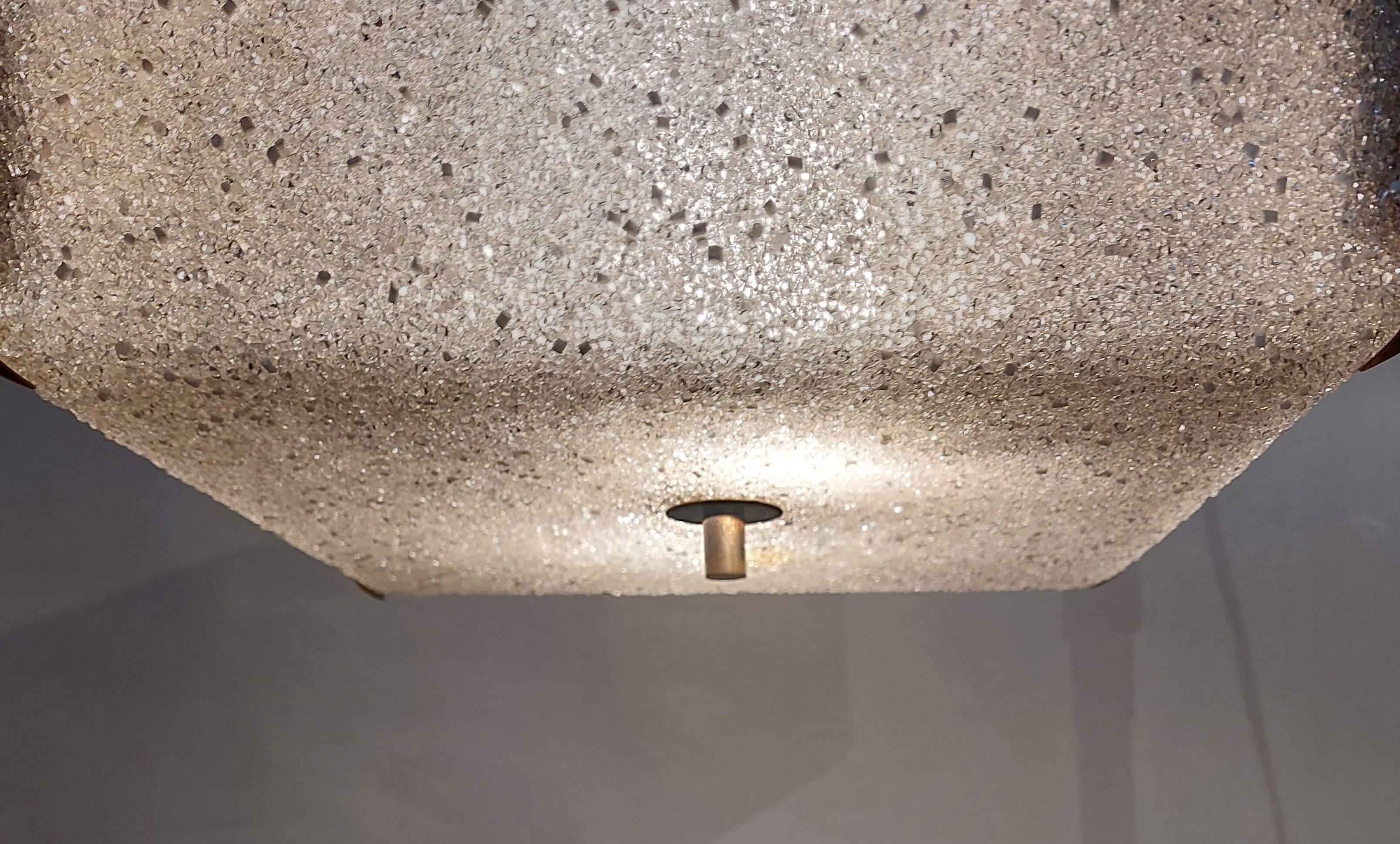 Square perspex ceiling lamp and gilded brass 1960.