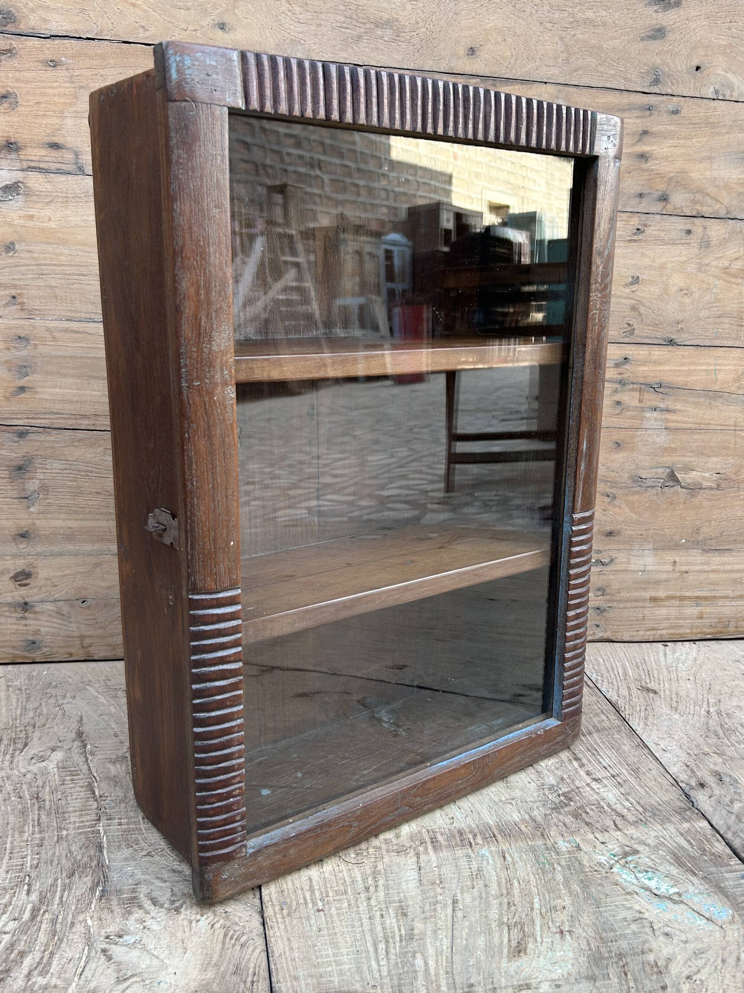 Art Deco wall display cabinet in Burmese teak