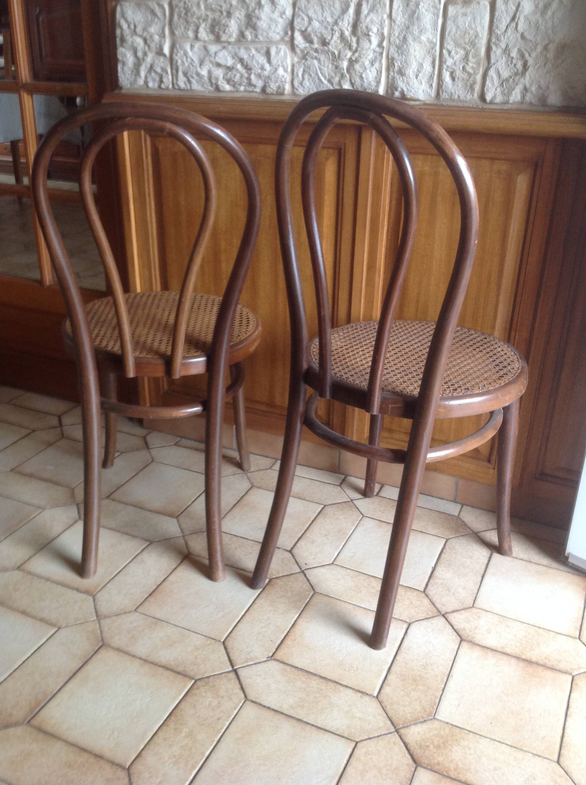 Pair of vintage Thonet Austria cane chairs