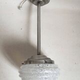 Art Deco Suspension Clichy Glass White Height 52 cm