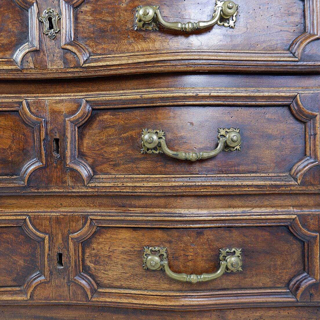 18th century walnut chest of drawers with red marble top