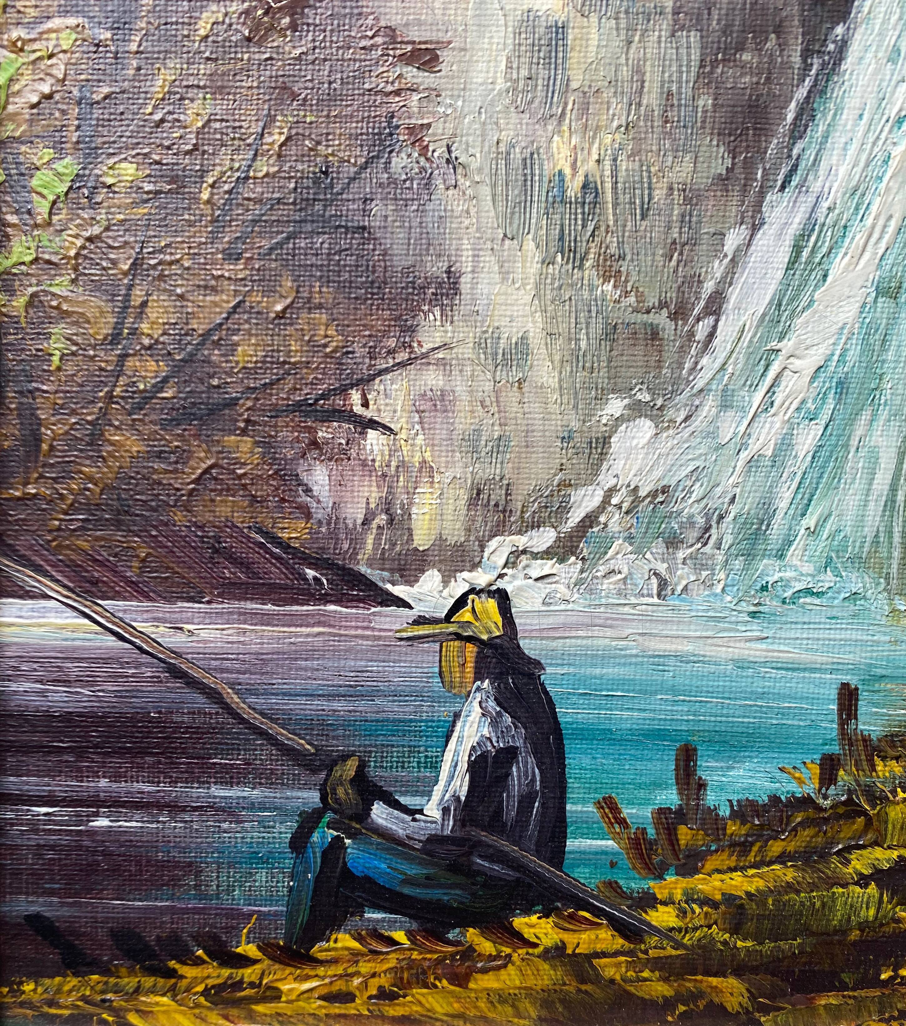 Painting "CSO Fisherman on the Edge of a Waterfall" by L. Gerny