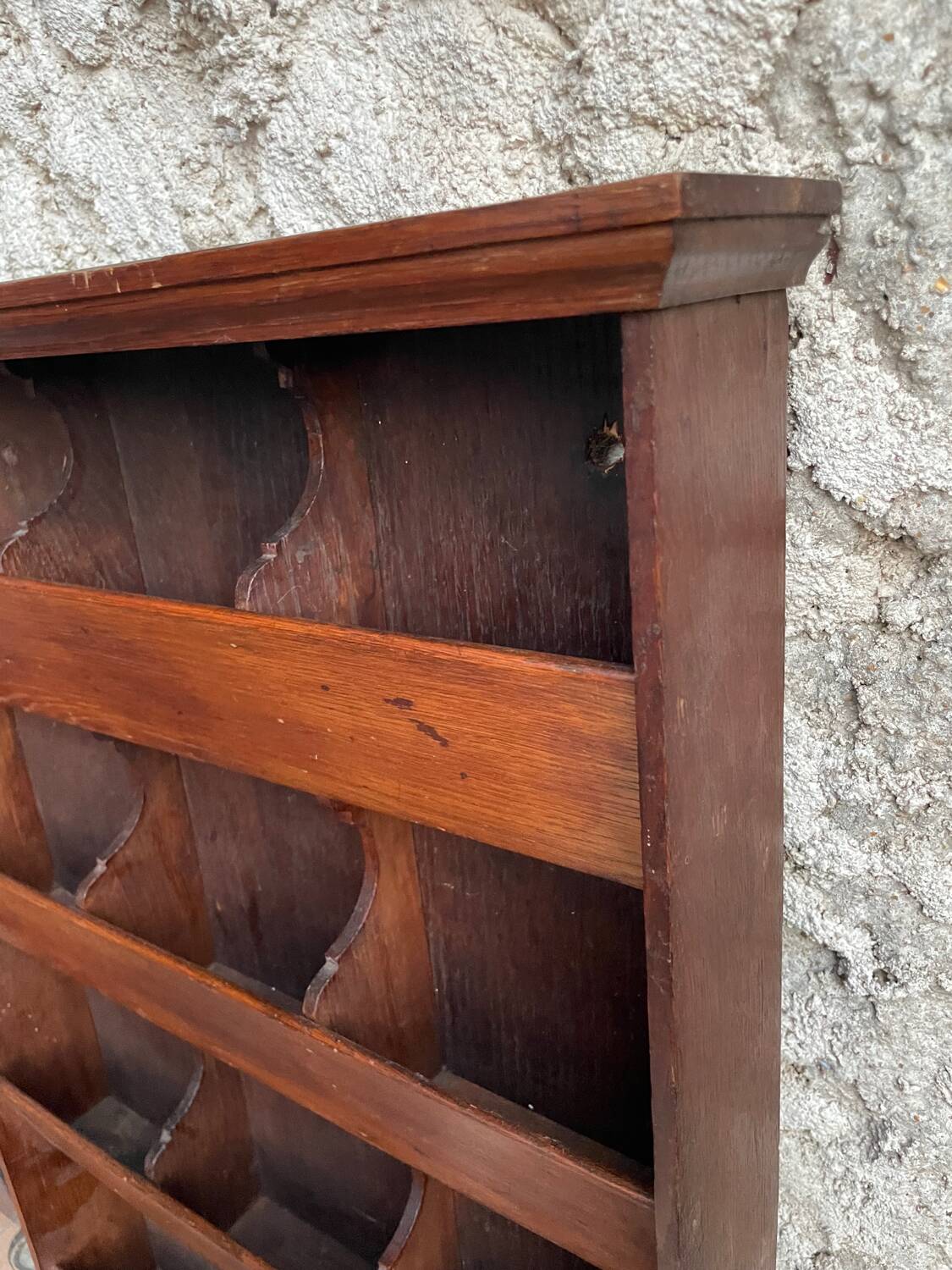 Old vintage wooden letter rack