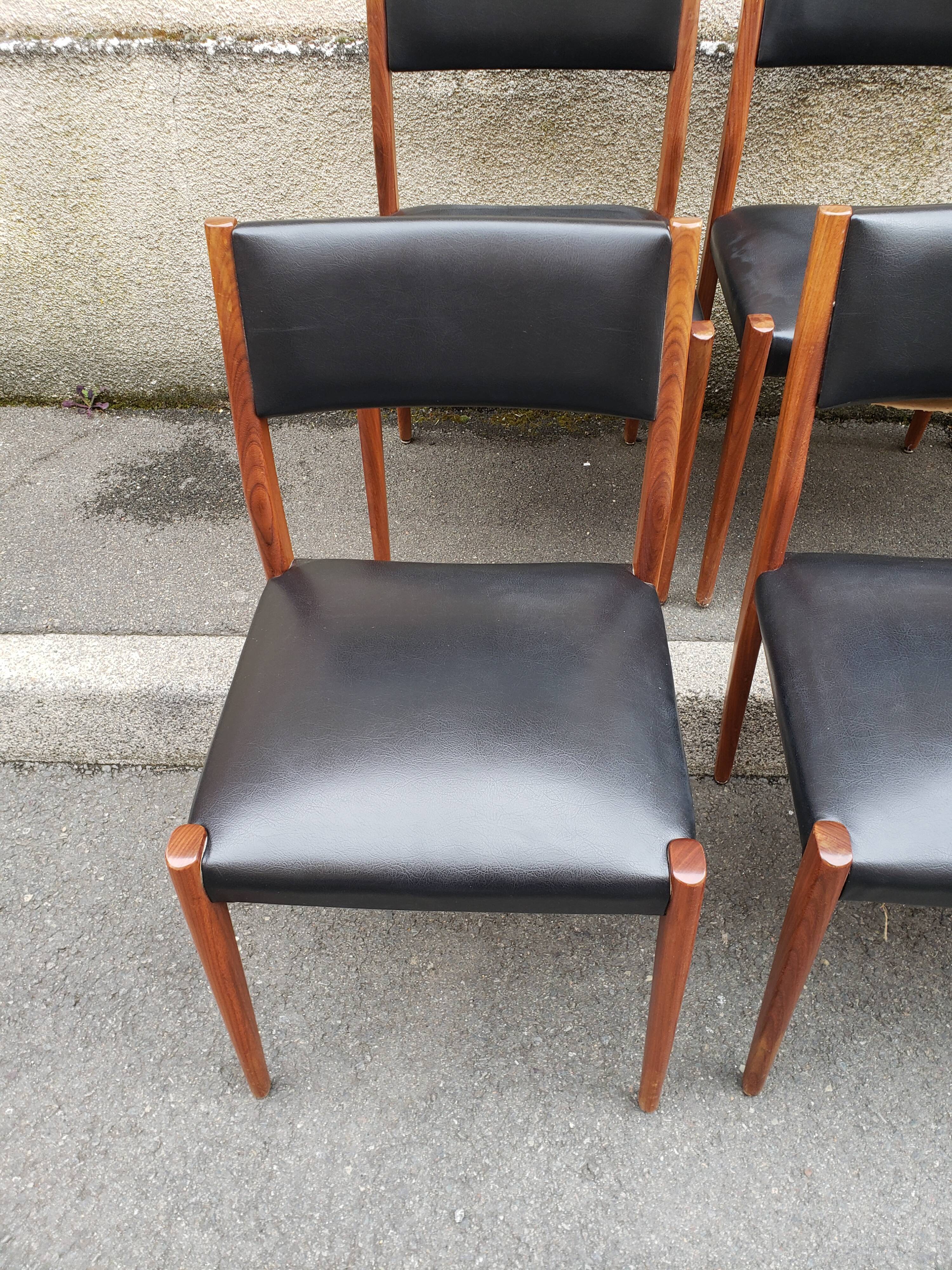 6 scandinavian black and beech chairs