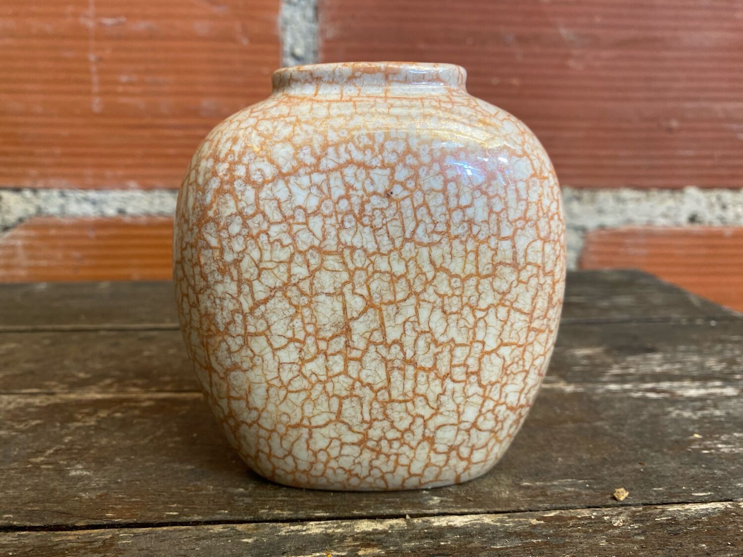 Vintage 1970s Beige and Gold Ceramic Vase by Dr Pierre Ricaud