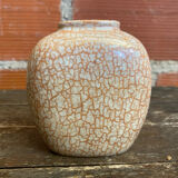 Vintage 1970s Beige and Gold Ceramic Vase by Dr Pierre Ricaud