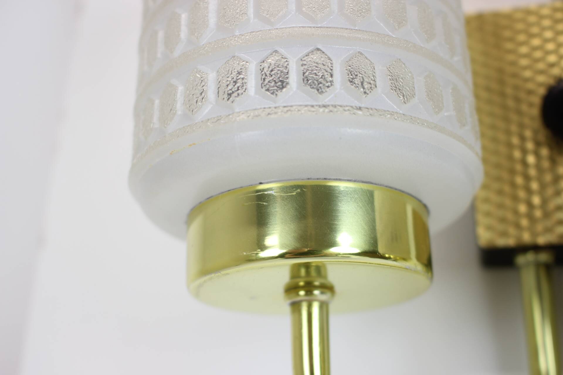 1970s Pair of Two Wall Lamps with Glass Shades, Germany