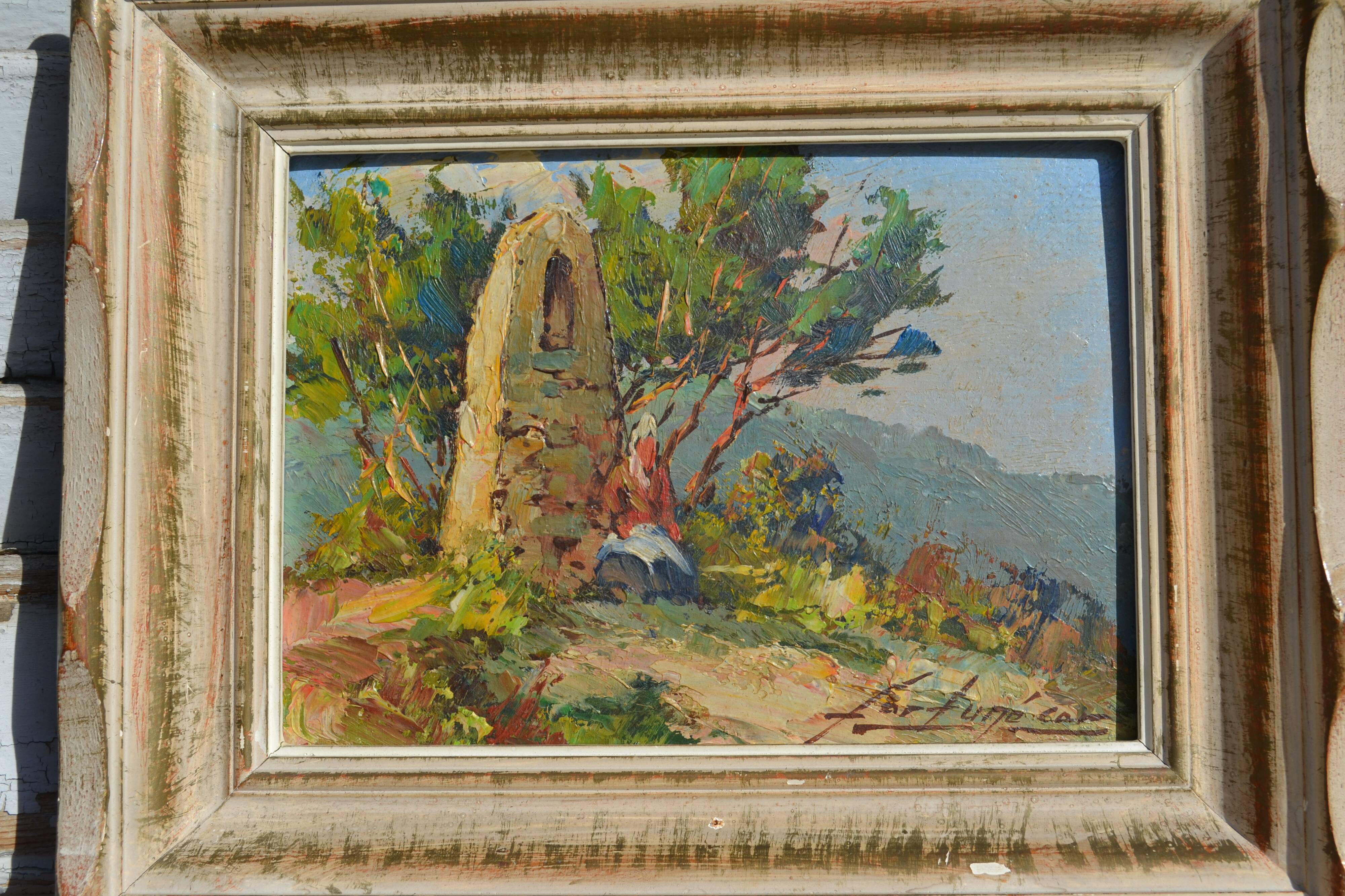 Fortuné Car (1905-1970) painting of a Provençal landscape, oil on canvas.