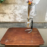 Vintage side table / serving trolley on wheels, signed Tubauto Levalloi