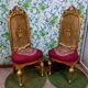 Pair of gilded chairs with Louis XV style floral pattern