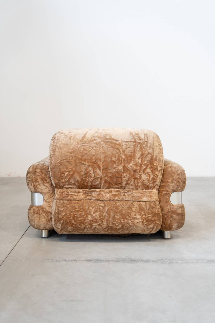 Chenille armchair with brushed aluminum profiles, 1970s