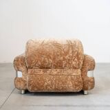Chenille armchair with brushed aluminum profiles, 1970s