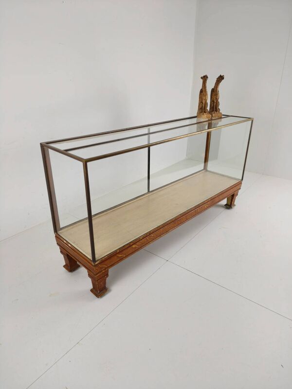 Comptoir de magasin ancien en laiton anglais – modèle étroit avec mesures en yards