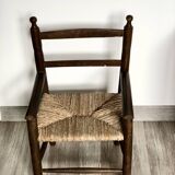 Children's armchair in beech wood and straw